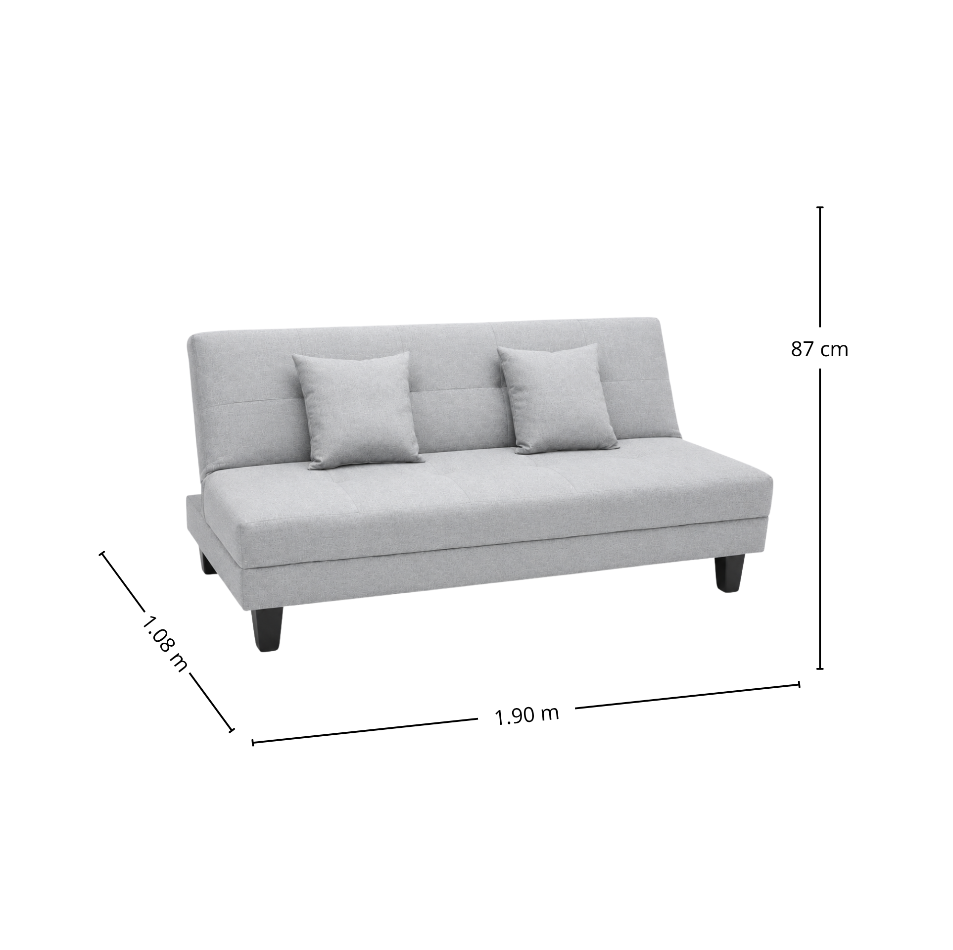 Sofá Cama Pierre Gris con base negra
