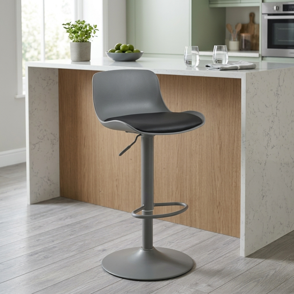 Banco Rick Gris con asiento Negro