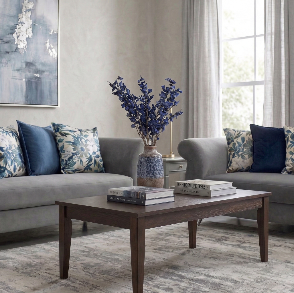 Sala Versage Sofá y Love Seat Gris con Turquesa