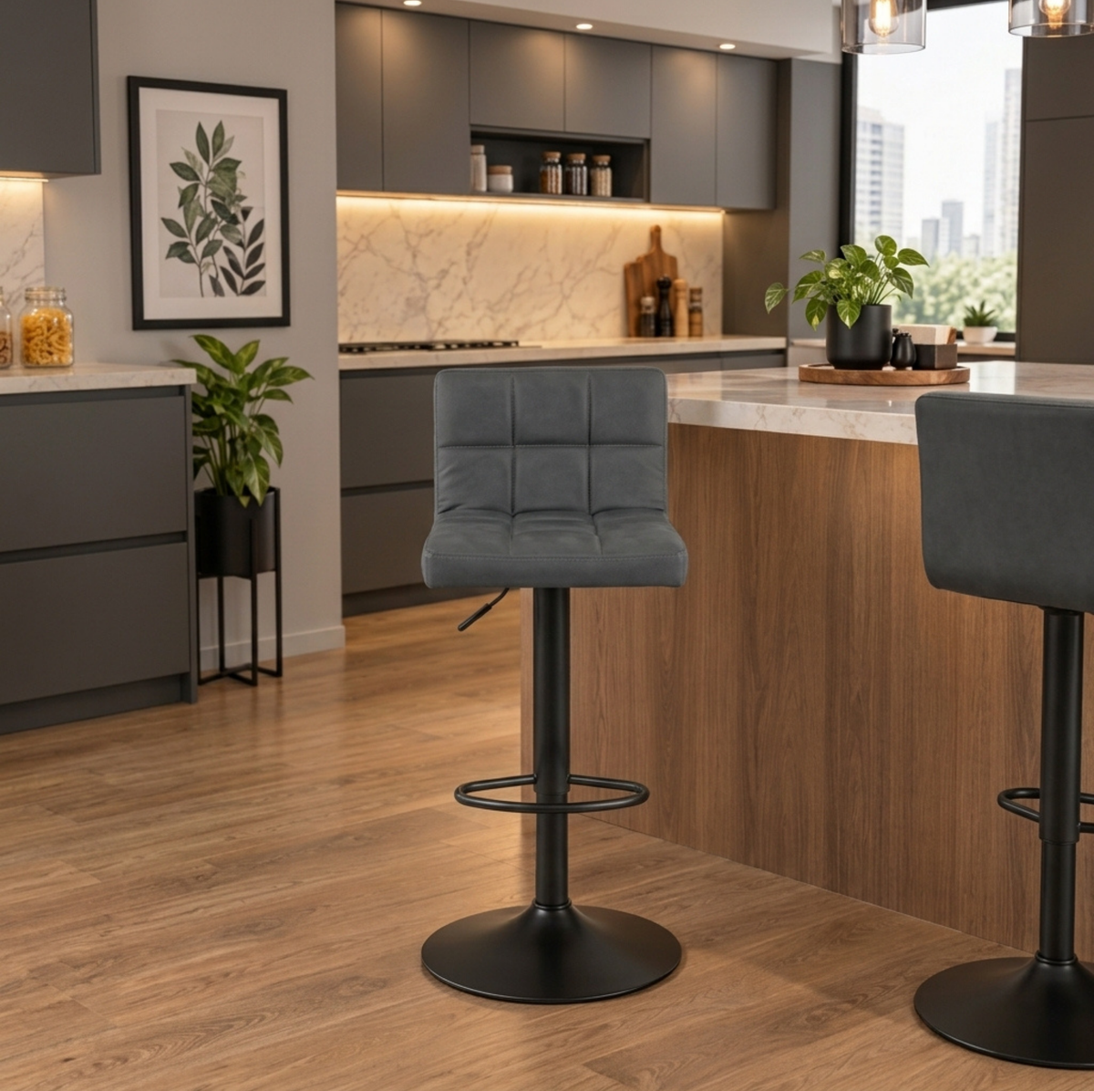 Banco Square Negro con Gris