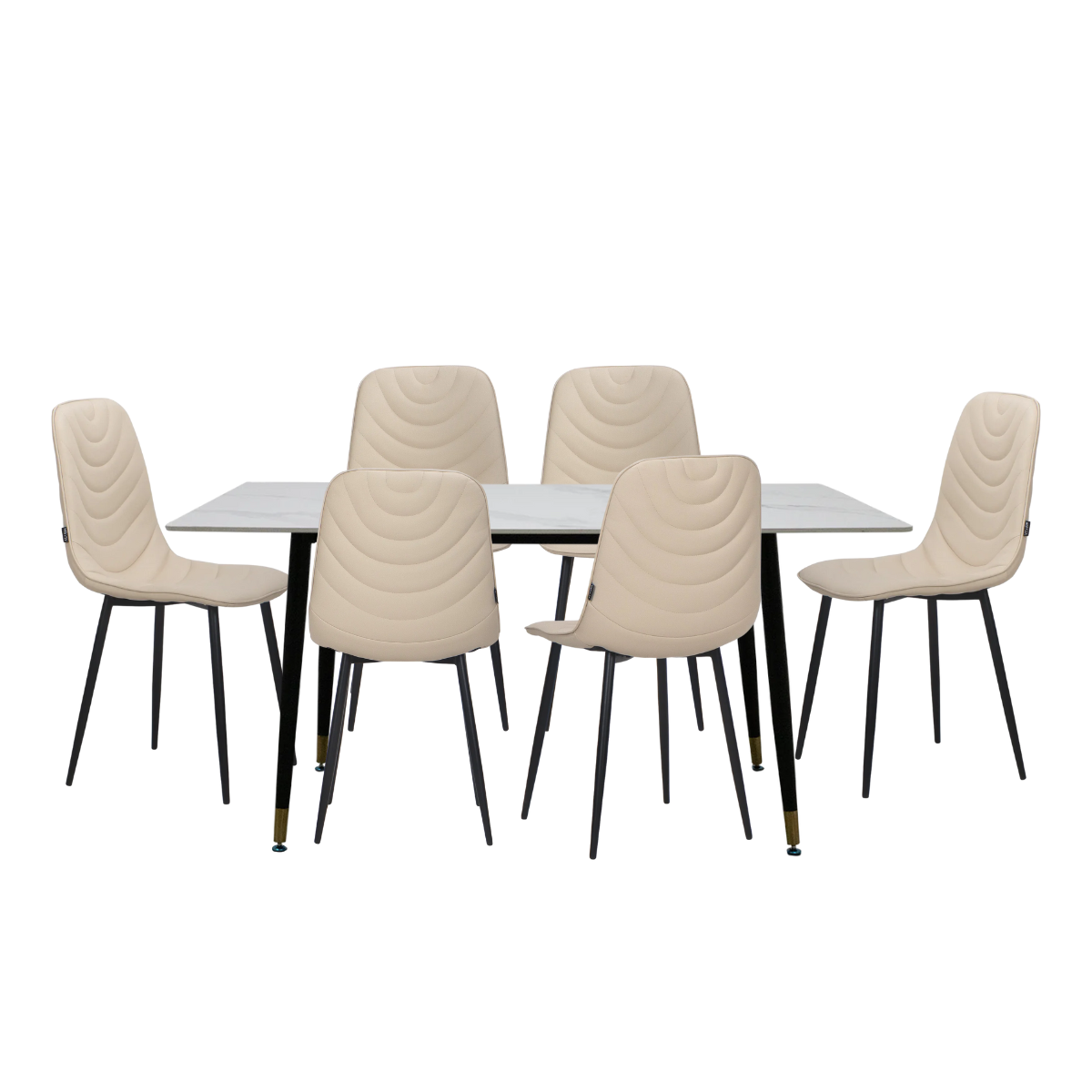 Paquete Mesa Comedor Marble Snow + 6 Sillas Lia Beige
