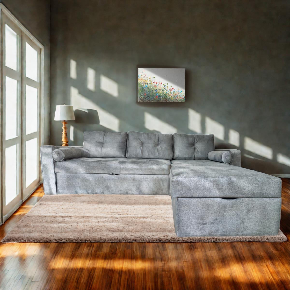 Sala Esquinera Zurich con Sofá Cama gris