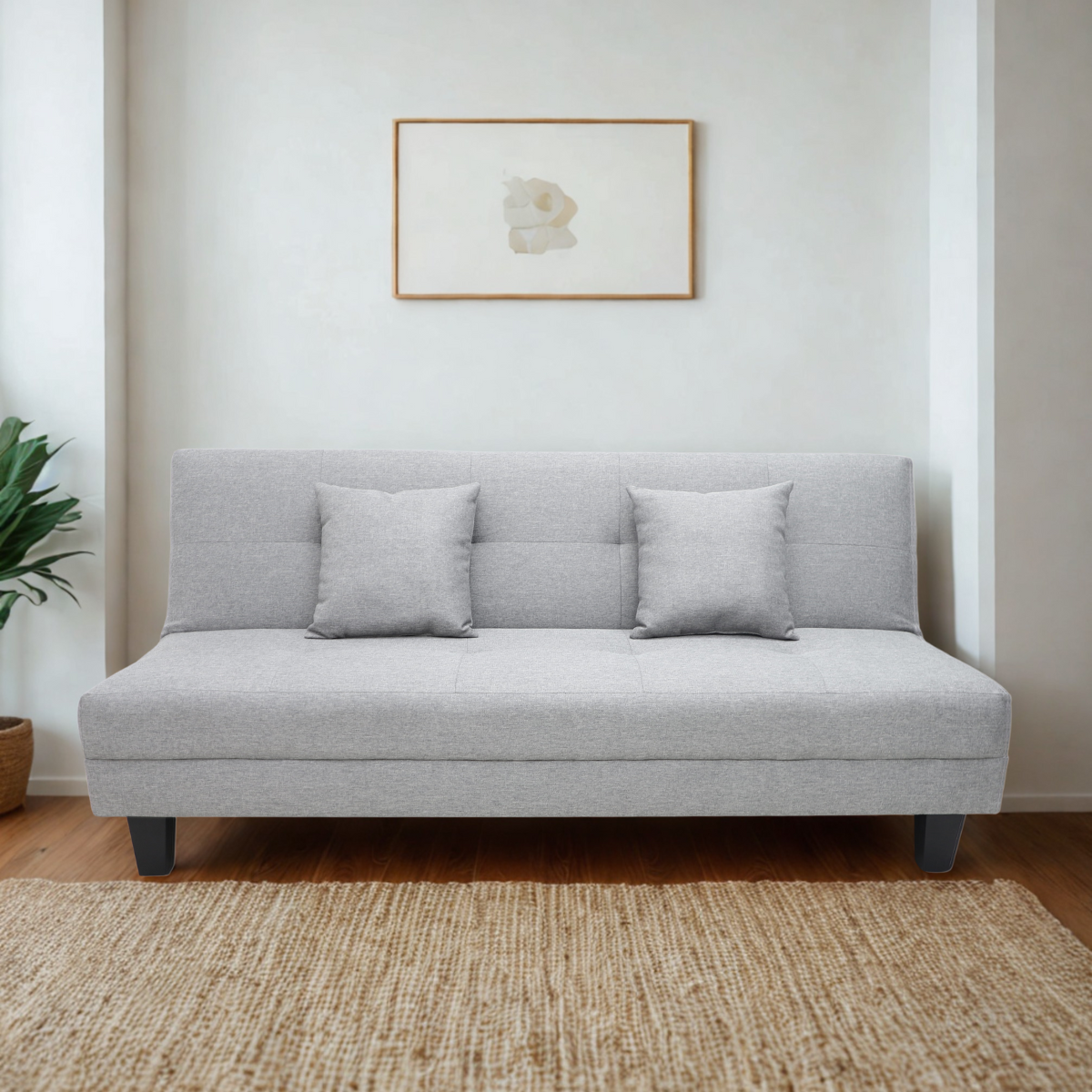 Sofá Cama Pierre Gris con base negra
