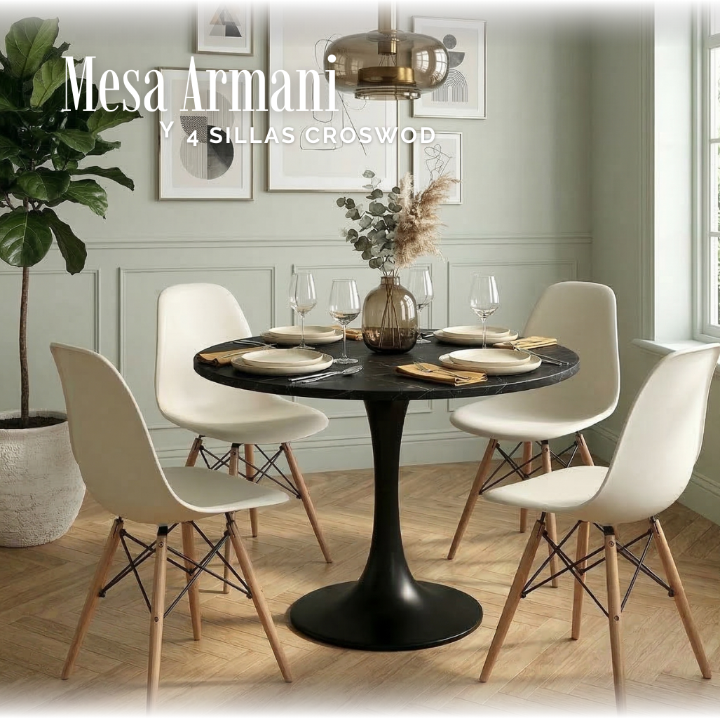 Mesa Armani Black y Sillas Croswod