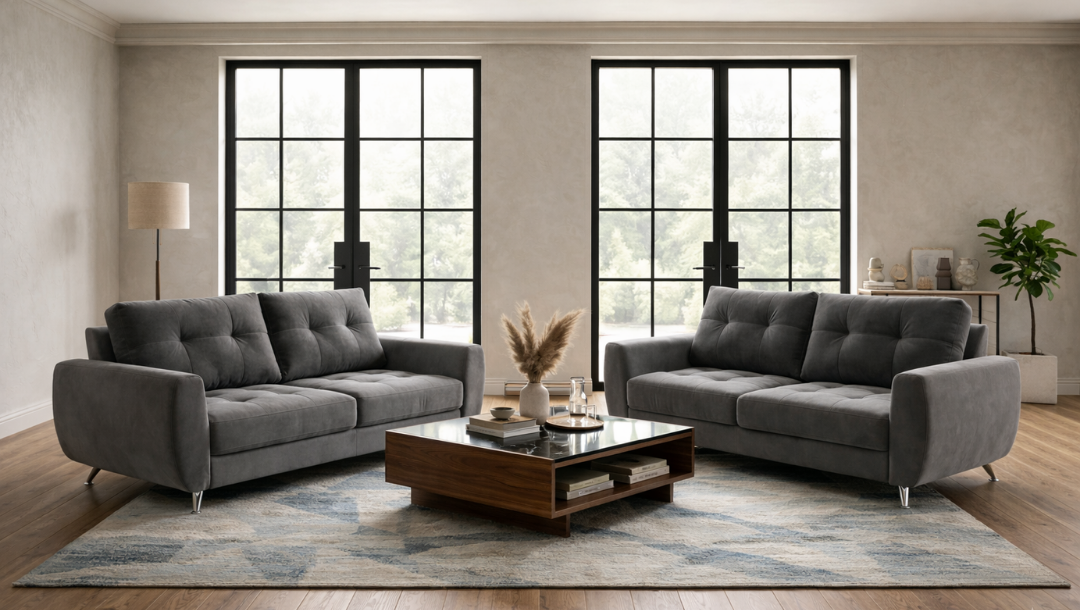 Sala Kenia Sofá y Love Seat Gris