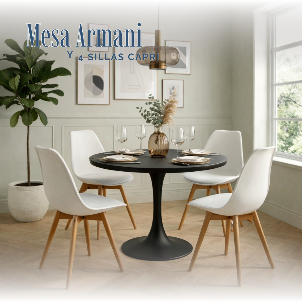 Mesa Armani Black y Sillas Capri