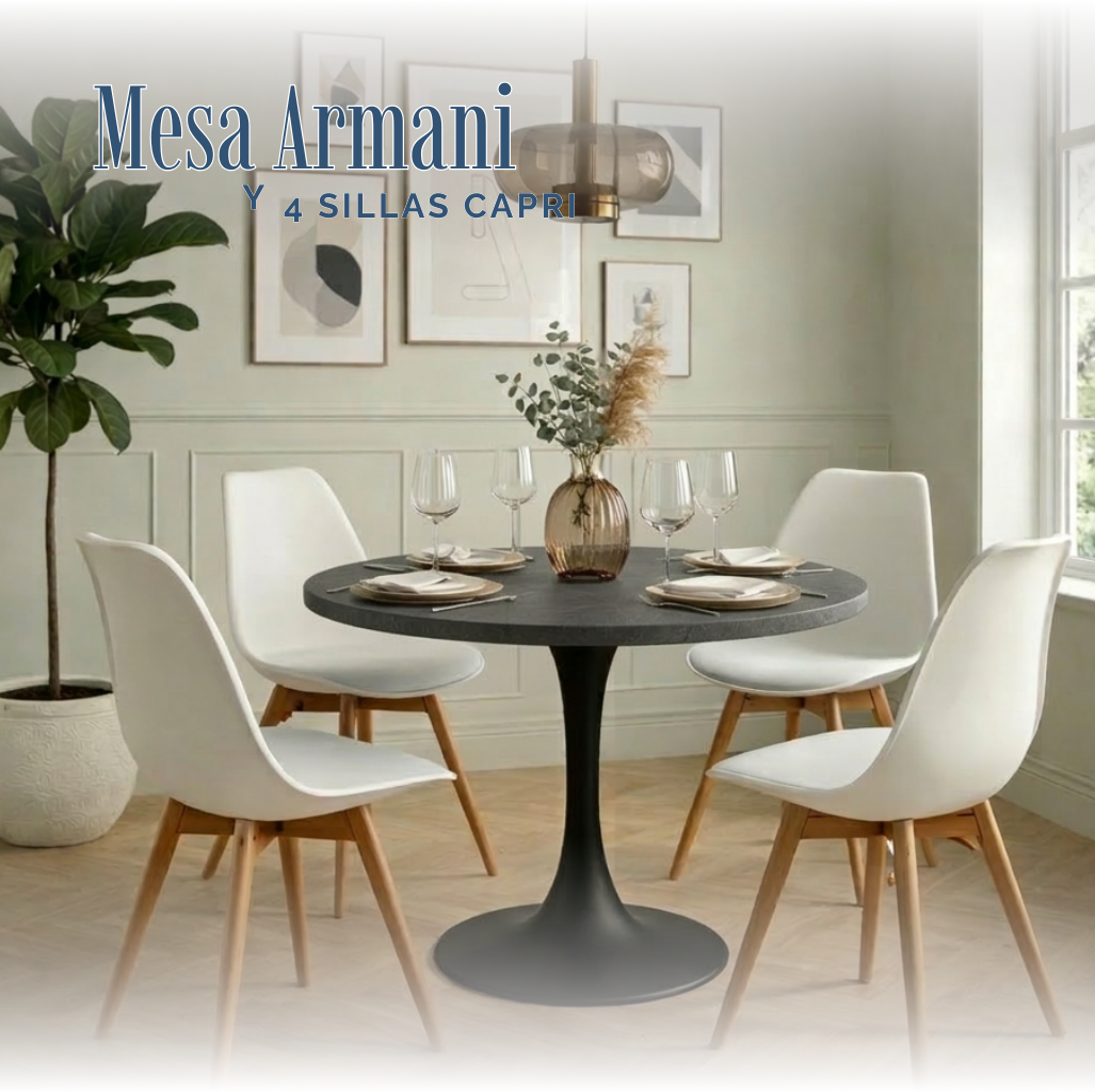 Mesa Armani Grey y Sillas Capri