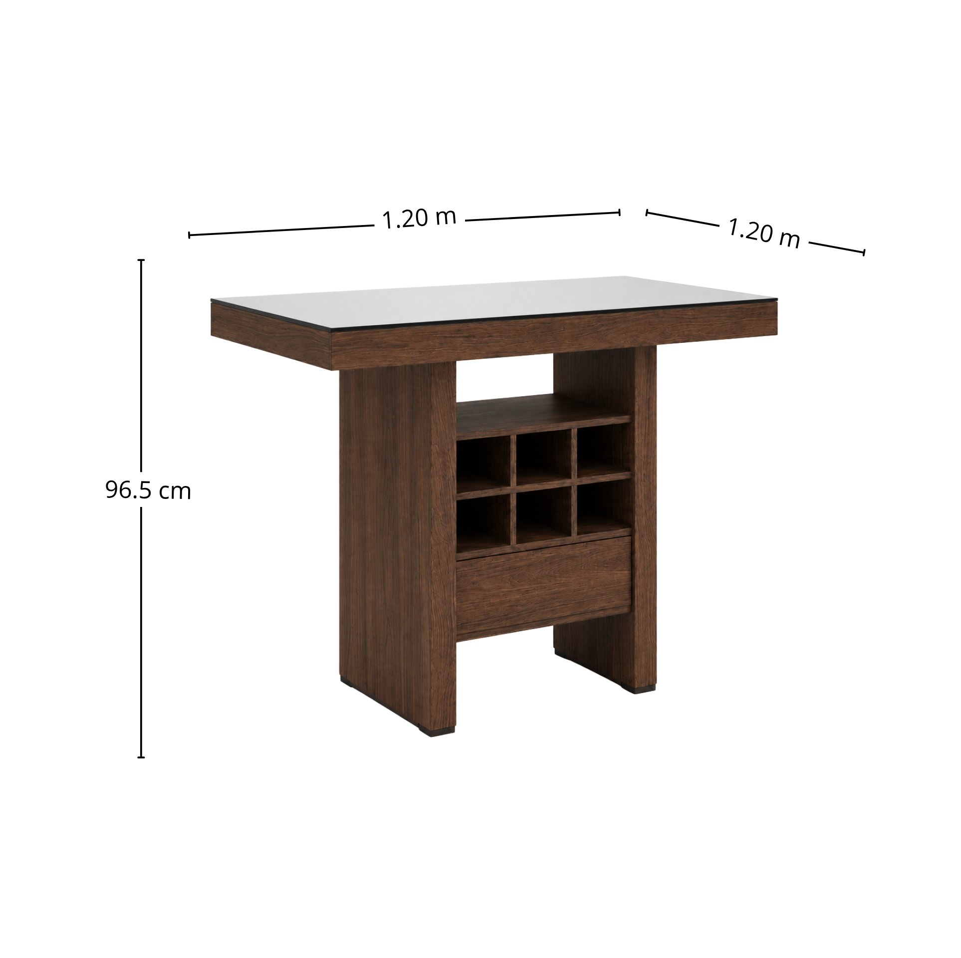 Mesa Alta Taipei con acabado en Nogal