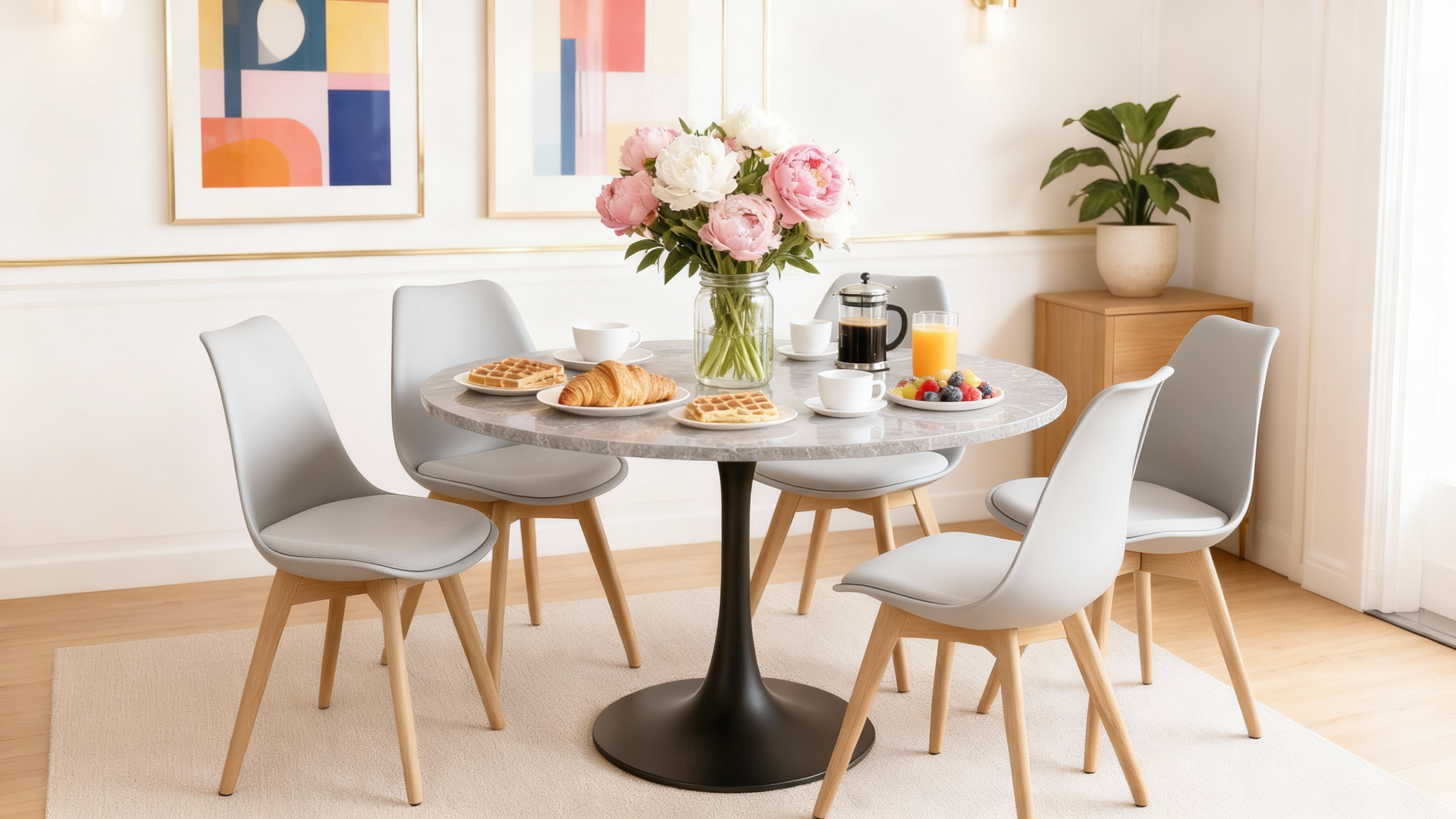 Mesa Redonda Armani 80D – Piedra Sinterizada y Base Metálica Premium