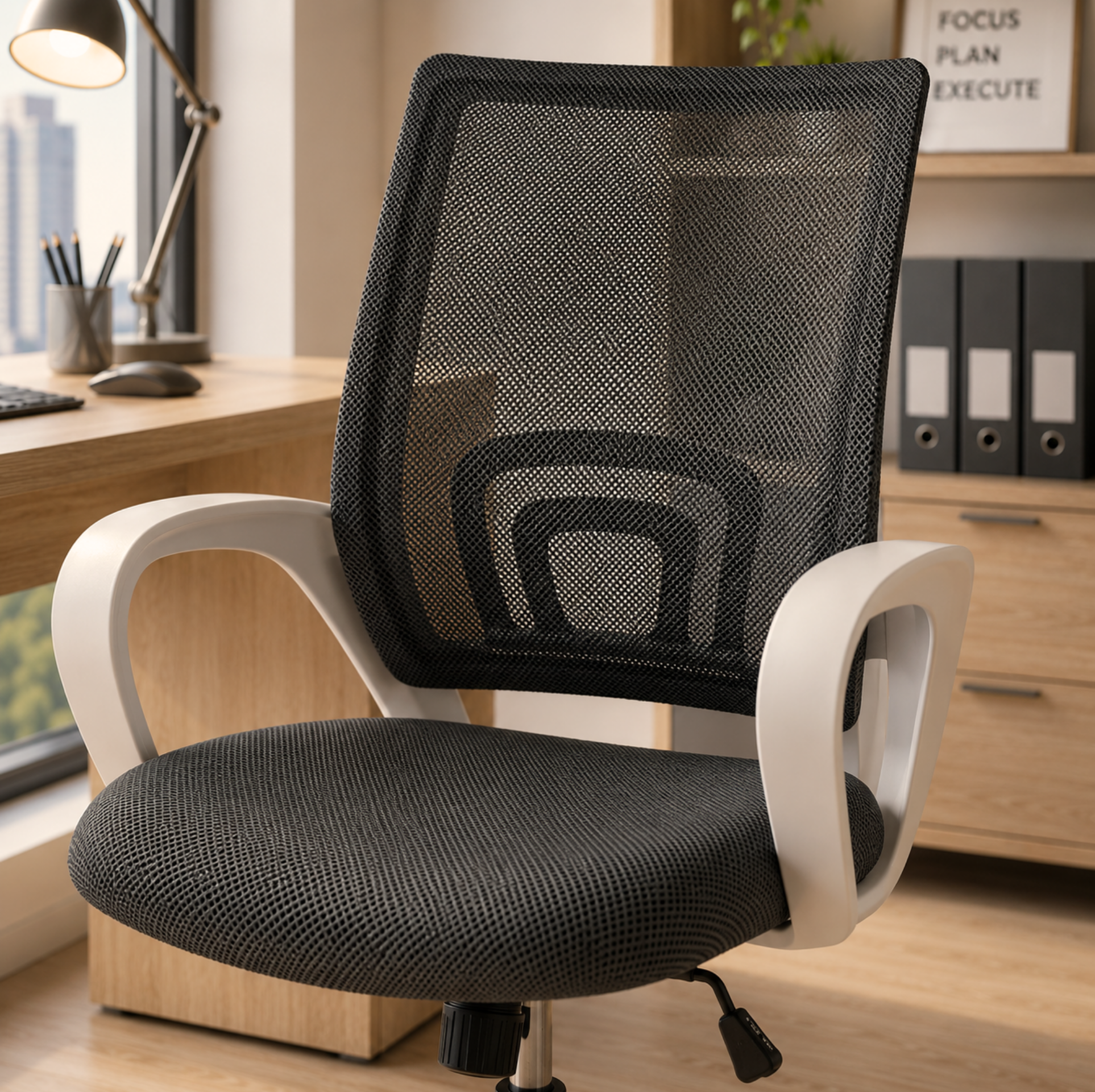 Silla de oficina Jeff color Gris/Blanca Pata Cromada