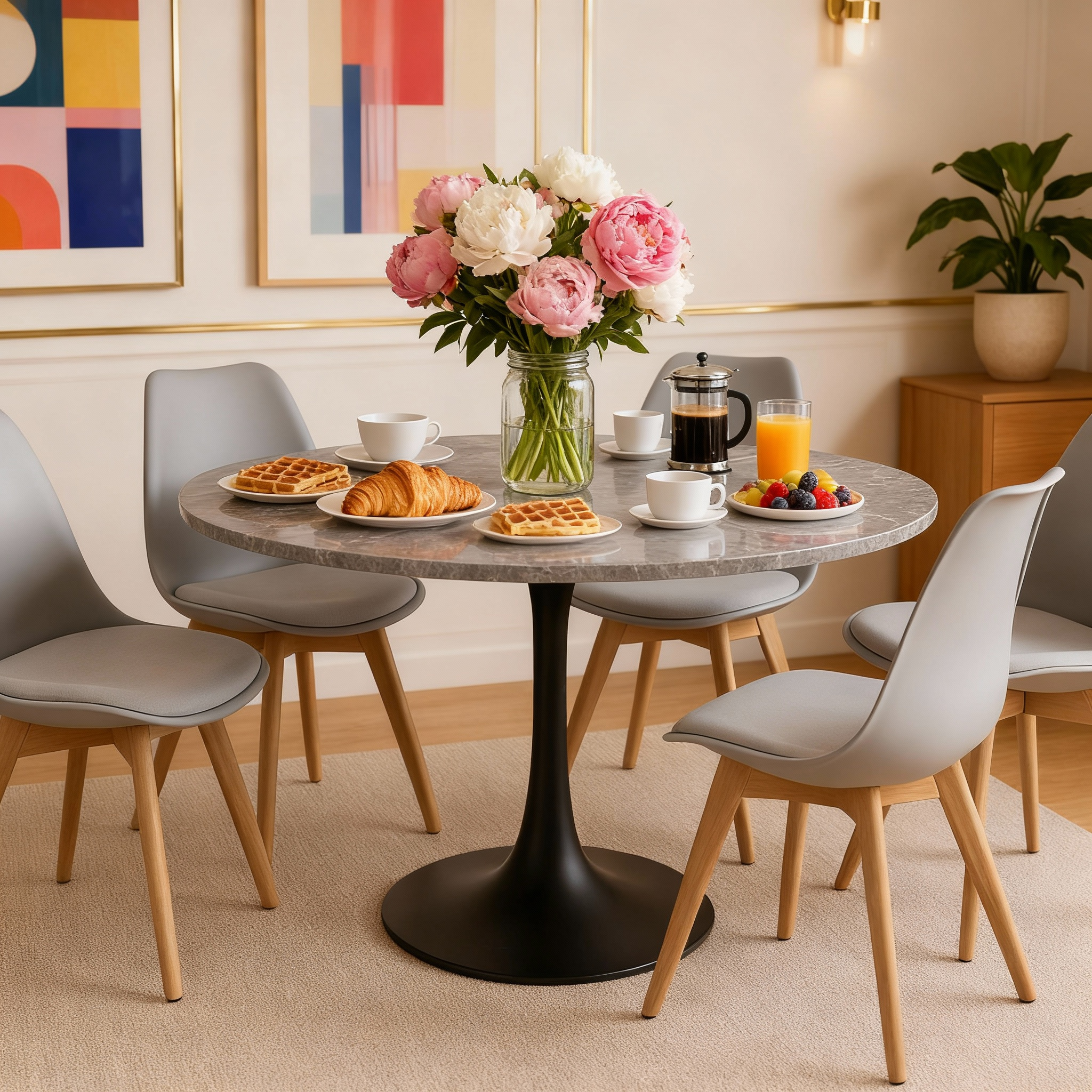 Mesa Redonda Armani 80D – Piedra Sinterizada y Base Metálica Premium