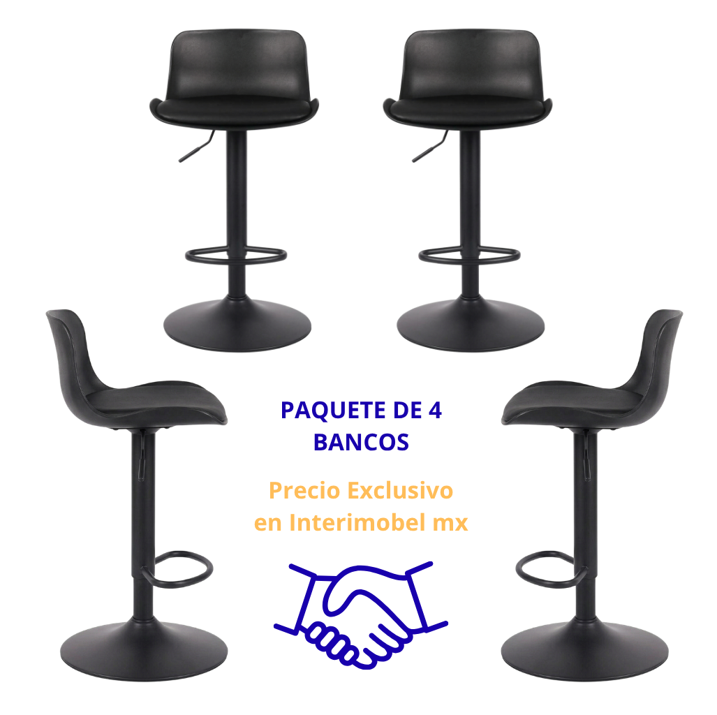 Paquete de 4 Bancos Rick Negro