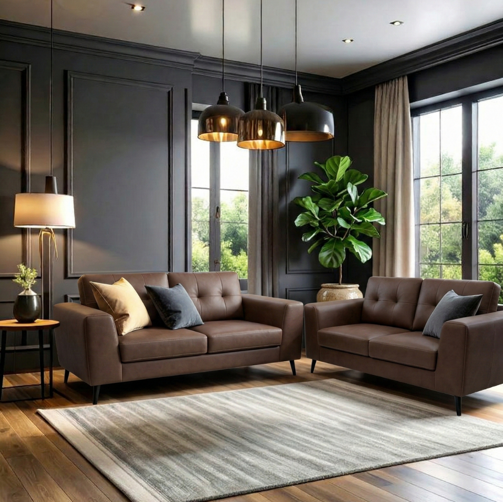 Sala Aldara Sofá y Love Seat café