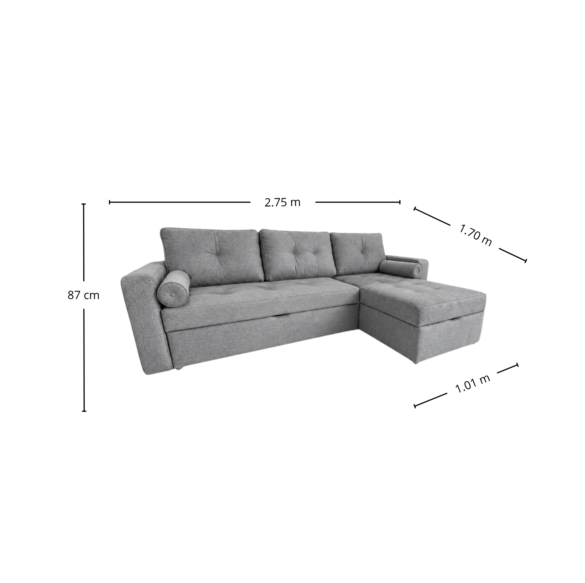 Sala Esquinera Zurich con Sofá Cama gris