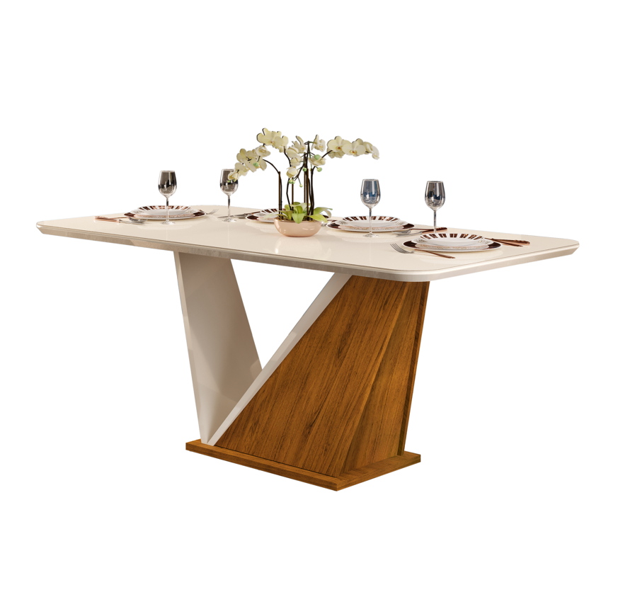 Paquete de Mesa Comedor Forme + 6 Sillas Diana Madeira Lino Nieve