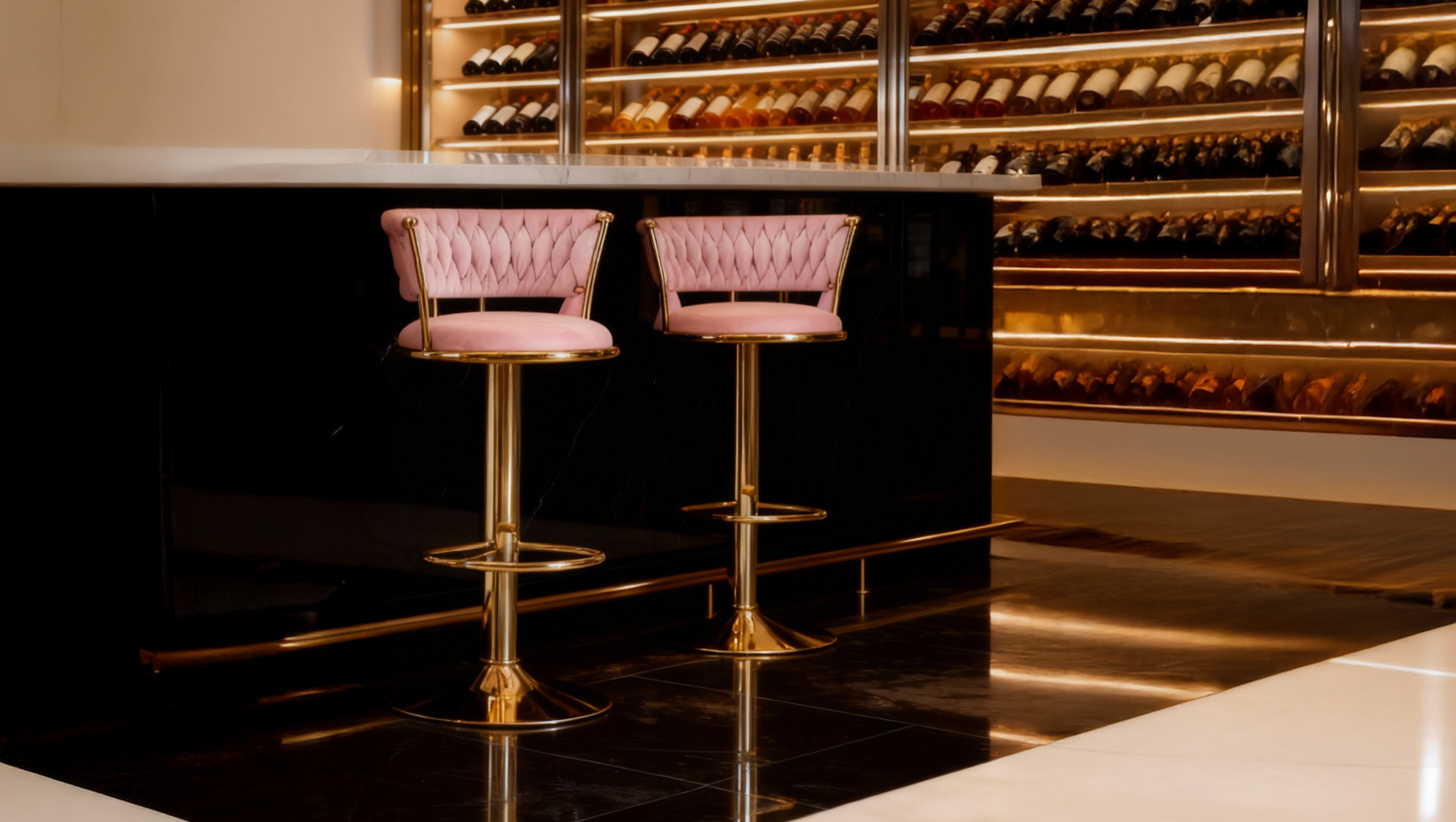 Banco Alto Mitlan con Base Dorada – Tapizado en Terciopelo Premium, Altura Ajustable