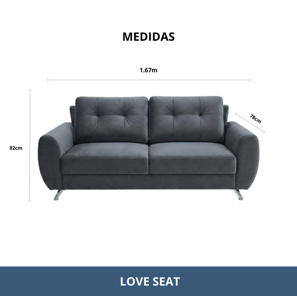 Sala Kenia Sofá y Love Seat Gris