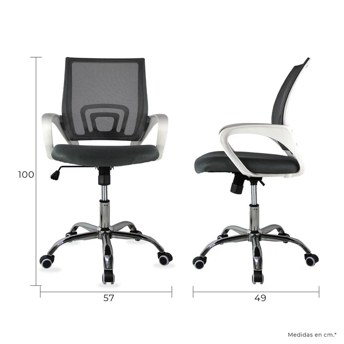 Silla Ejecutiva Jeff color Gris pata cromada