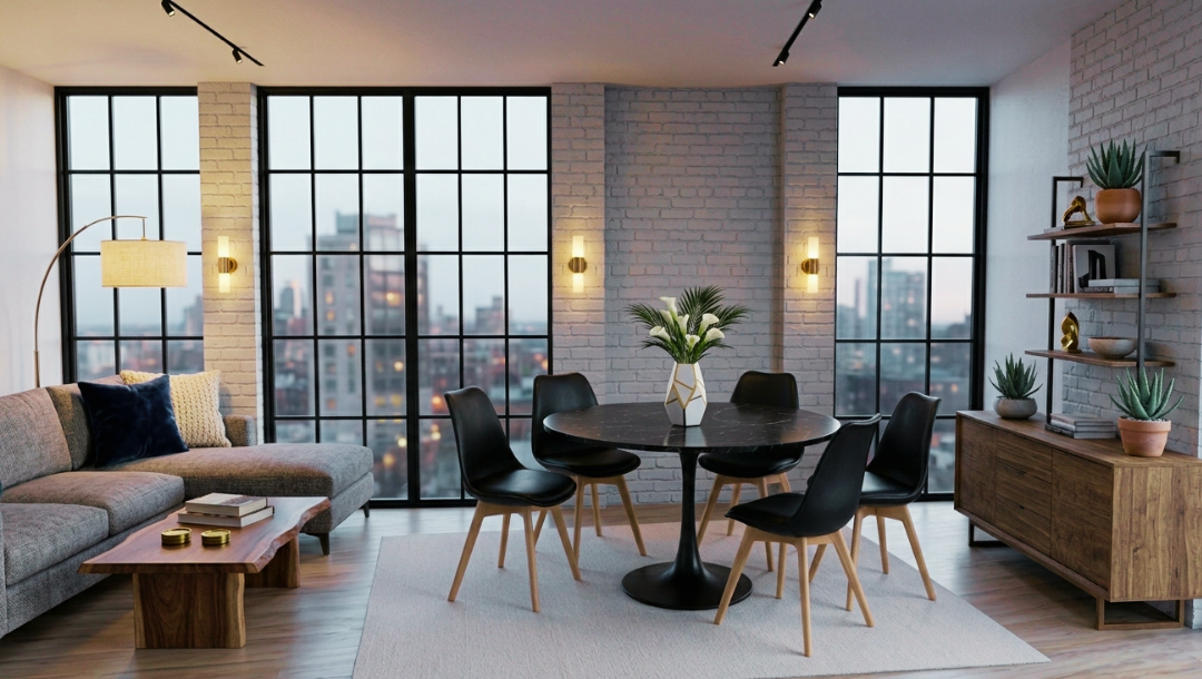 Mesa Redonda Armani 80D – Piedra Sinterizada y Base Metálica Premium