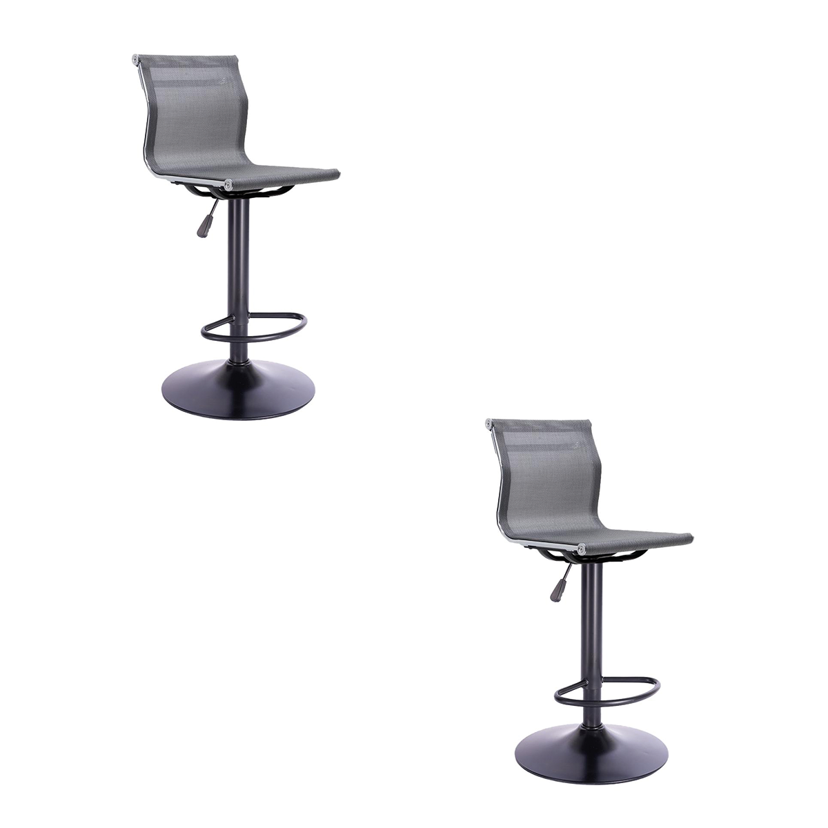 Paquete de 2 Bancos Para Barra Kent Plata con Base Negra Mate