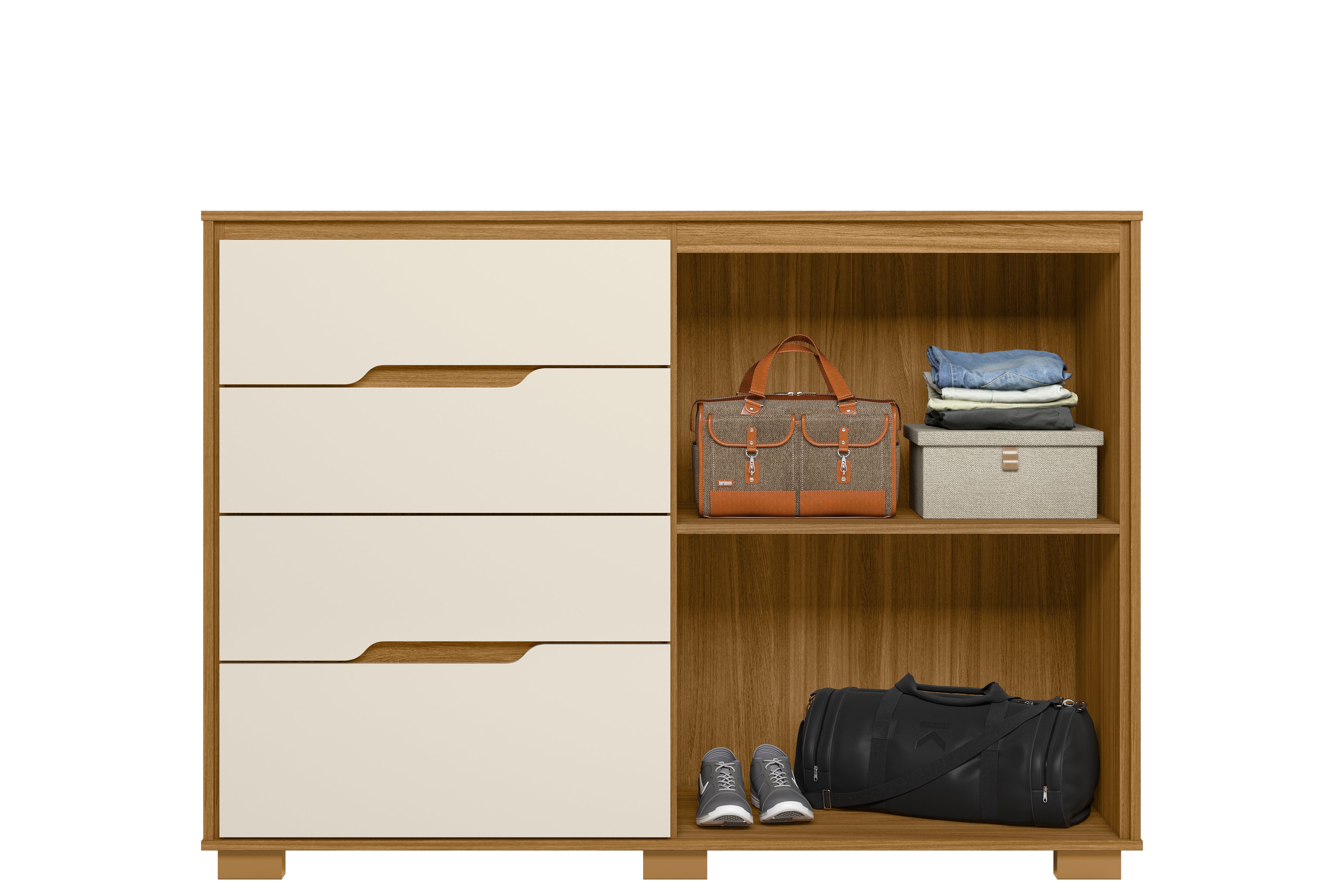 Cómoda Texas con 4 cajones freijo / off white