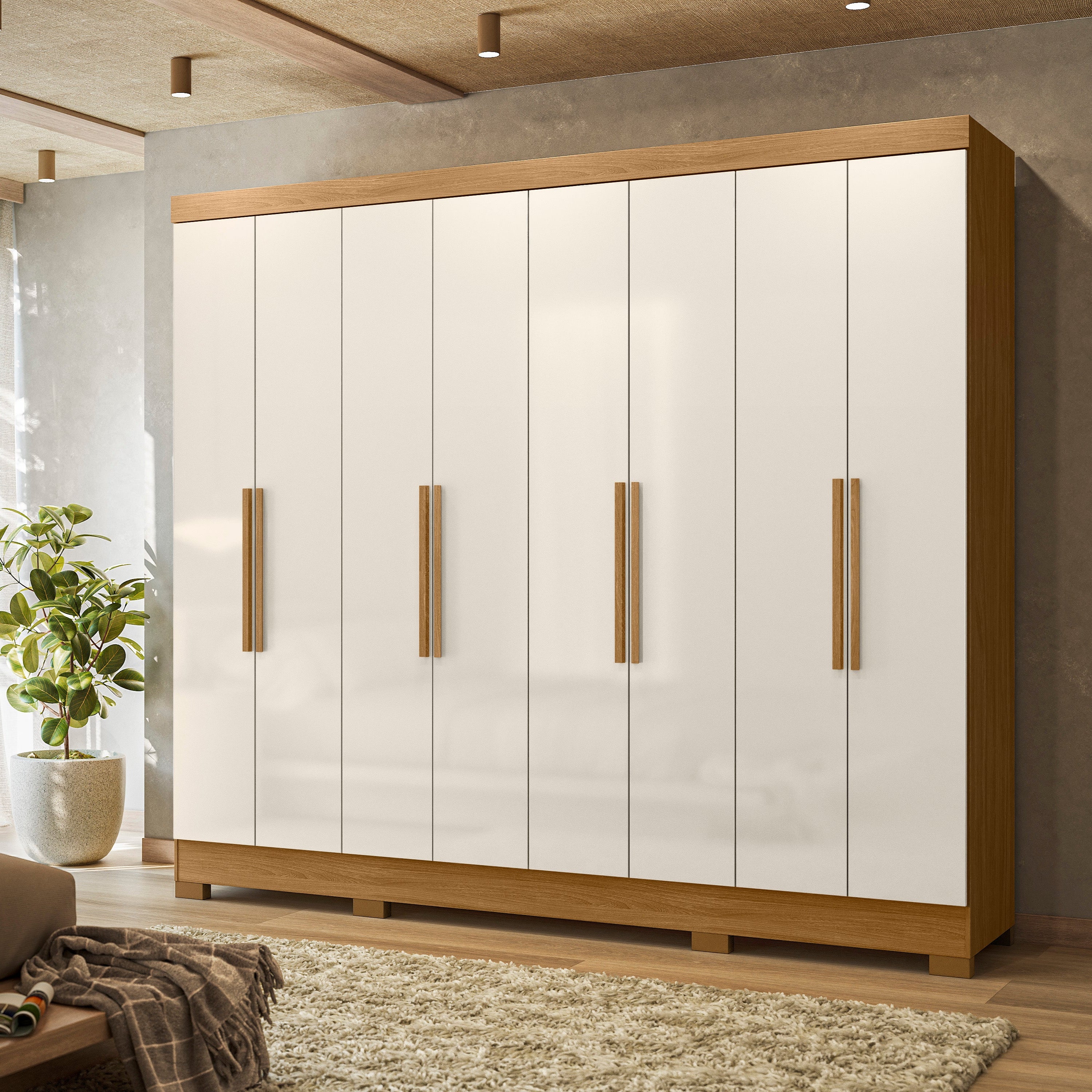 Armario Diplomata Freijo / off White (8 puertas y 4 cajones)