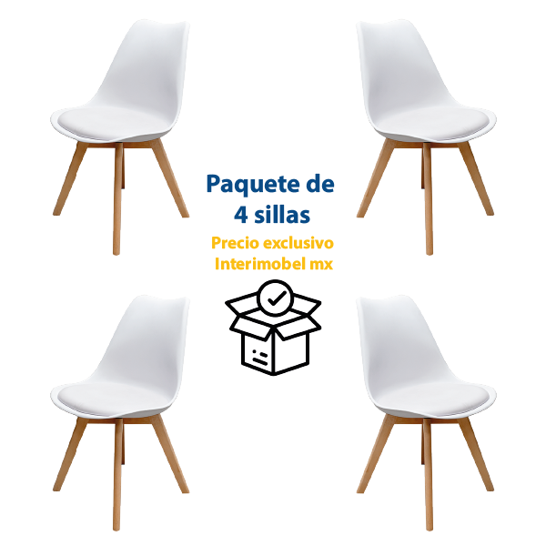 Paquete 4 Sillas De Madera Para Comedor Capri Estilo Eames Hood