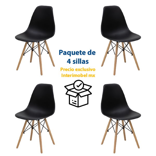 Paquete 4 pzas Silla Eames Croswod