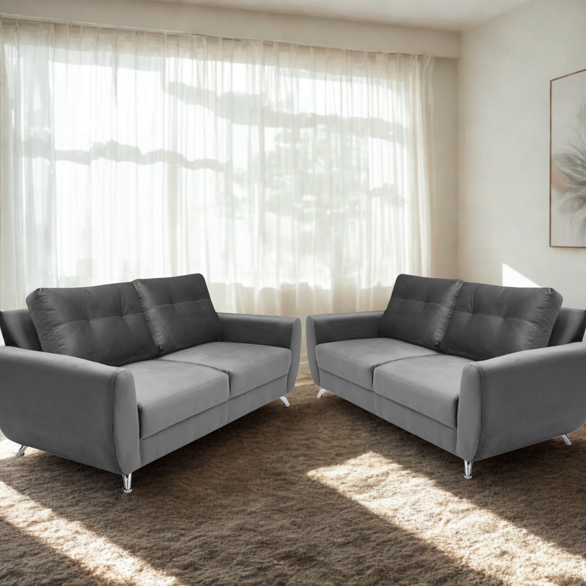 Sala Kenia Sofá y Love Seat Gris