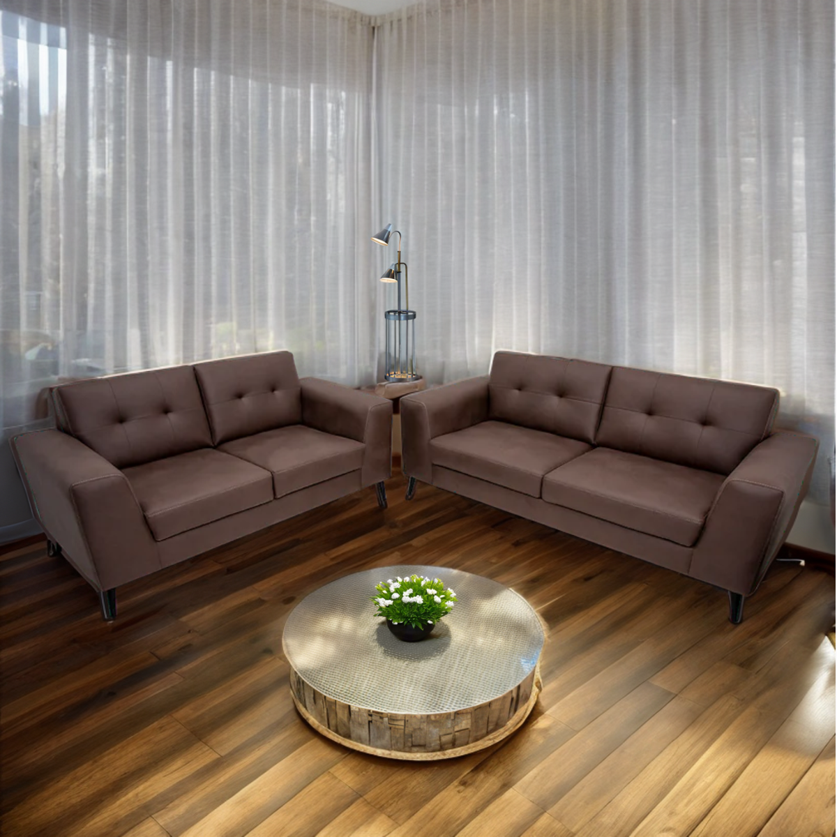 Sala Aldara Sofá y Love Seat café