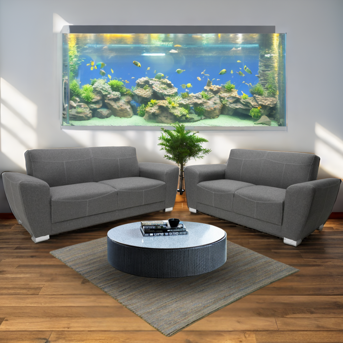 Sala Lugano Sofá y Love Seat Gris