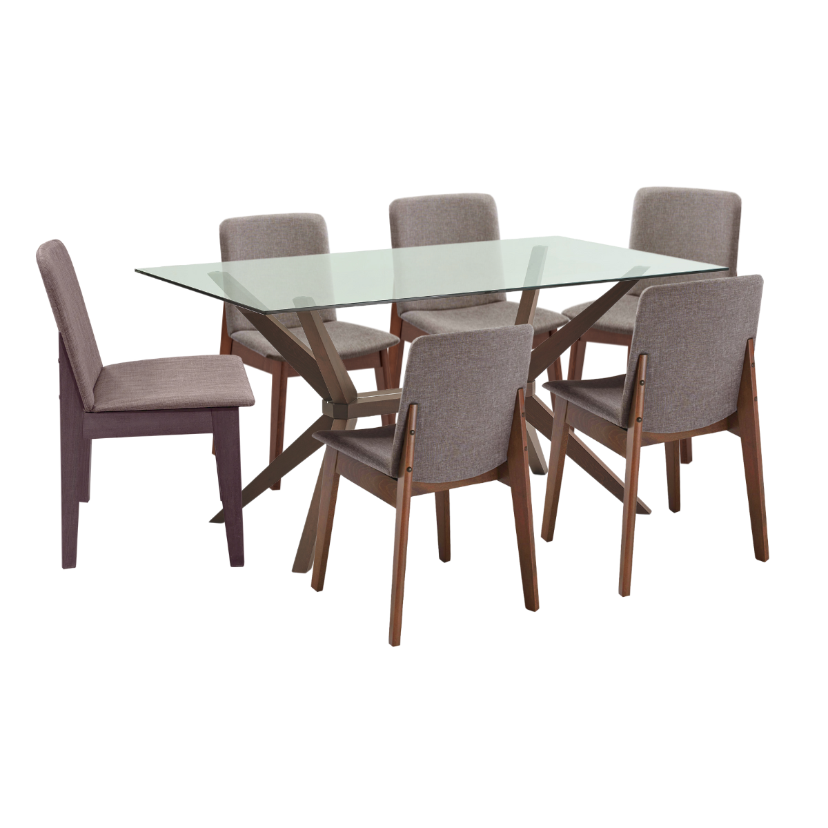 Paquete Mesa Comedor Yzma Merlot + 6 Sillas Kaitlin Camel