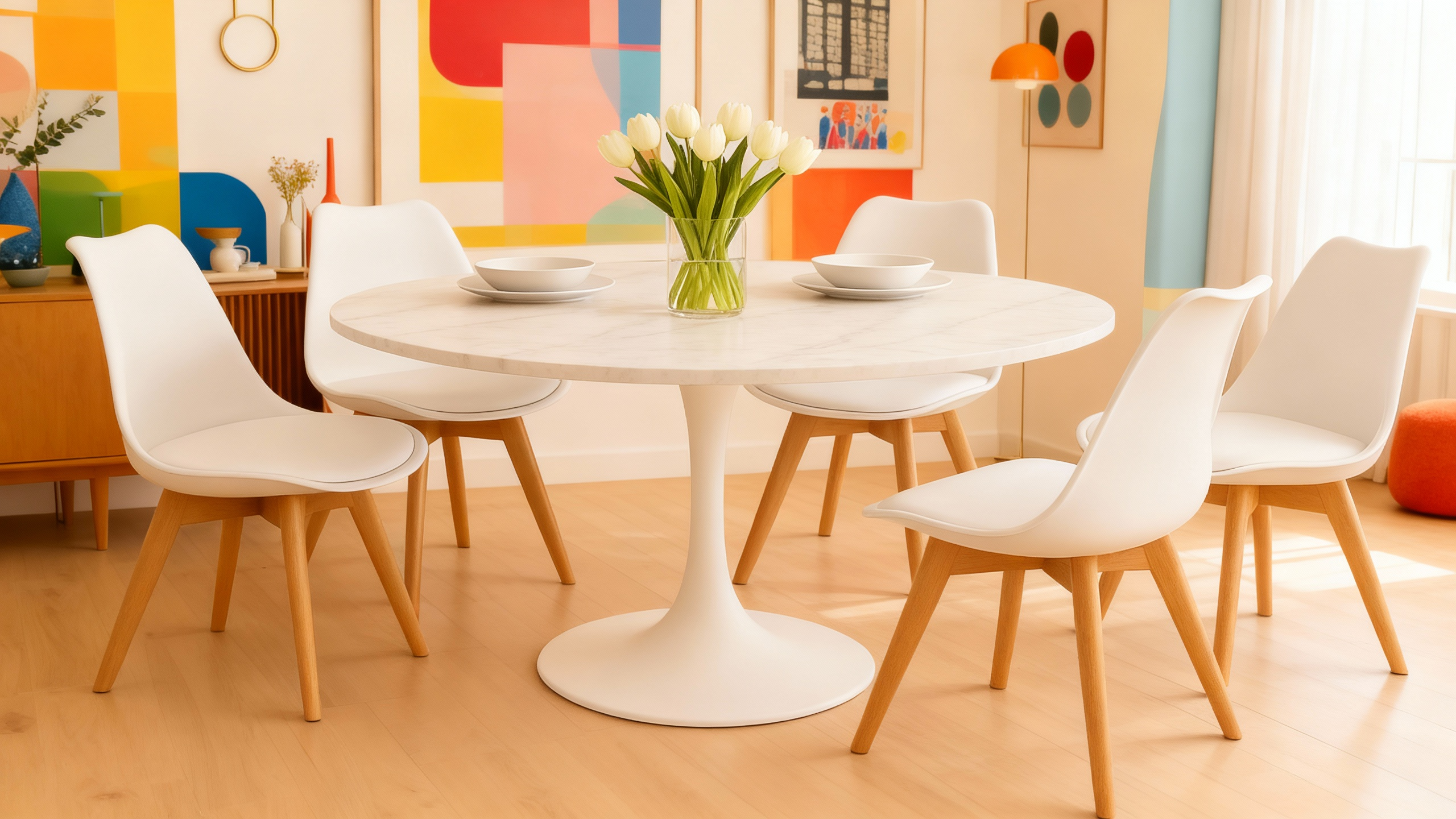 Mesa Redonda Armani 80D – Piedra Sinterizada y Base Metálica Premium