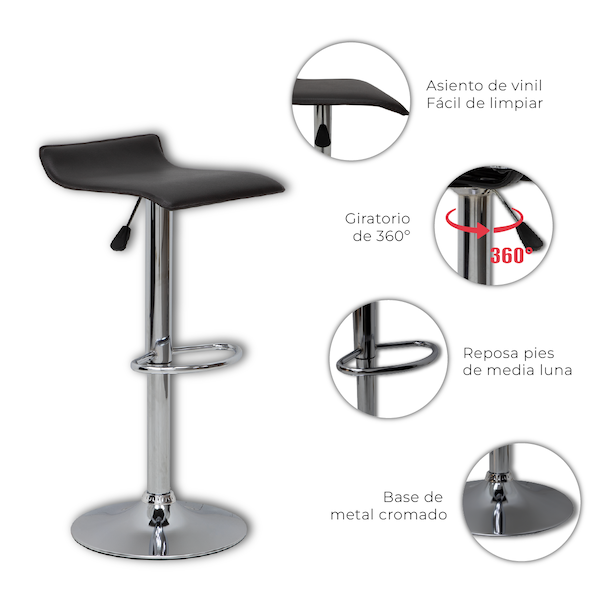 Banco Para Barra Sam 3 base Cromada
