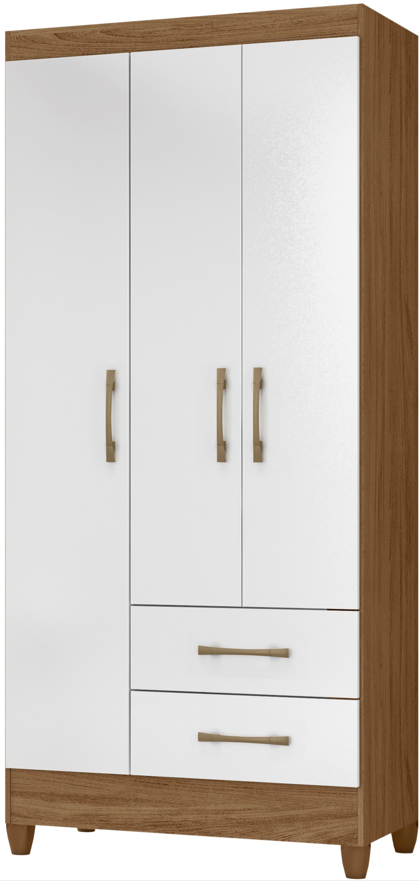 Armario Lima color Natural / Blanco (3 puertas y 2 cajones)