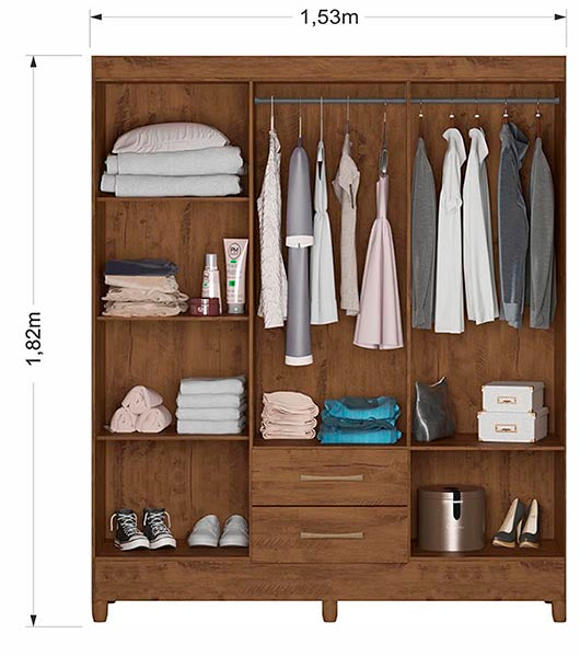 Armario Panamá Natural / Blanco (6 puertas y 2 cajones)