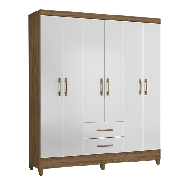 Armario Panamá Natural / Blanco (6 puertas y 2 cajones)