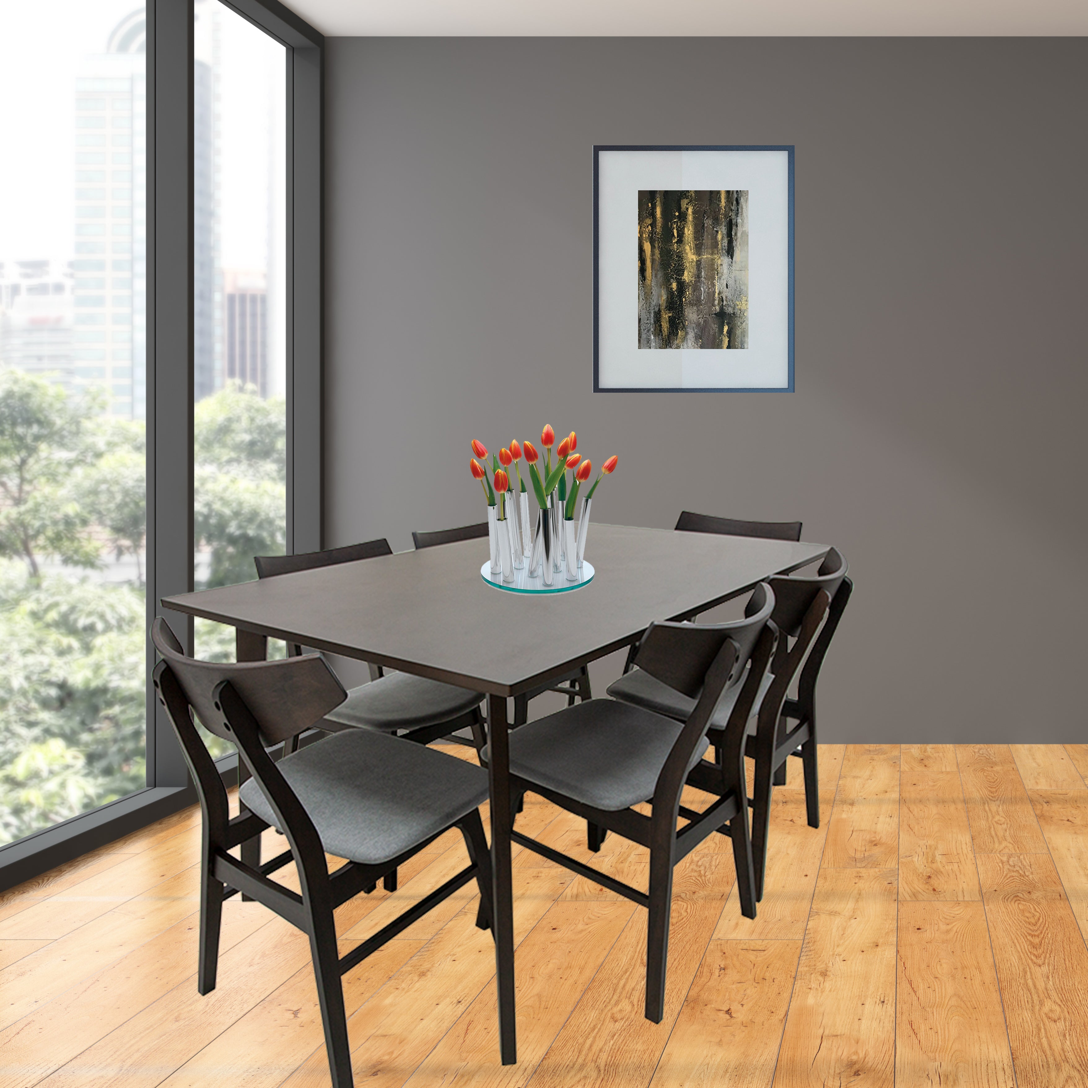 Paquete Mesa Comedor Fiesta de 1.50 + 6 Sillas Danica Coffee Oak