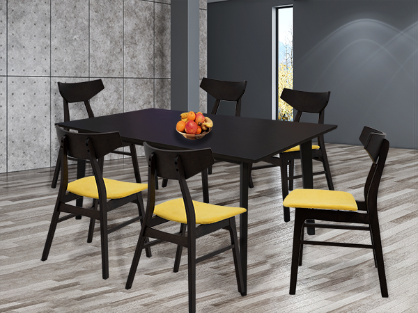 Paquete Mesa Comedor Fiesta de 1.50 + 6 Sillas Danica Coffee Oak