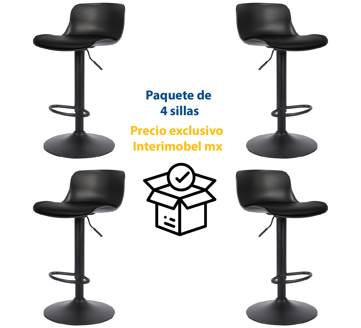 Paquete de 4 Bancos Rick Negro