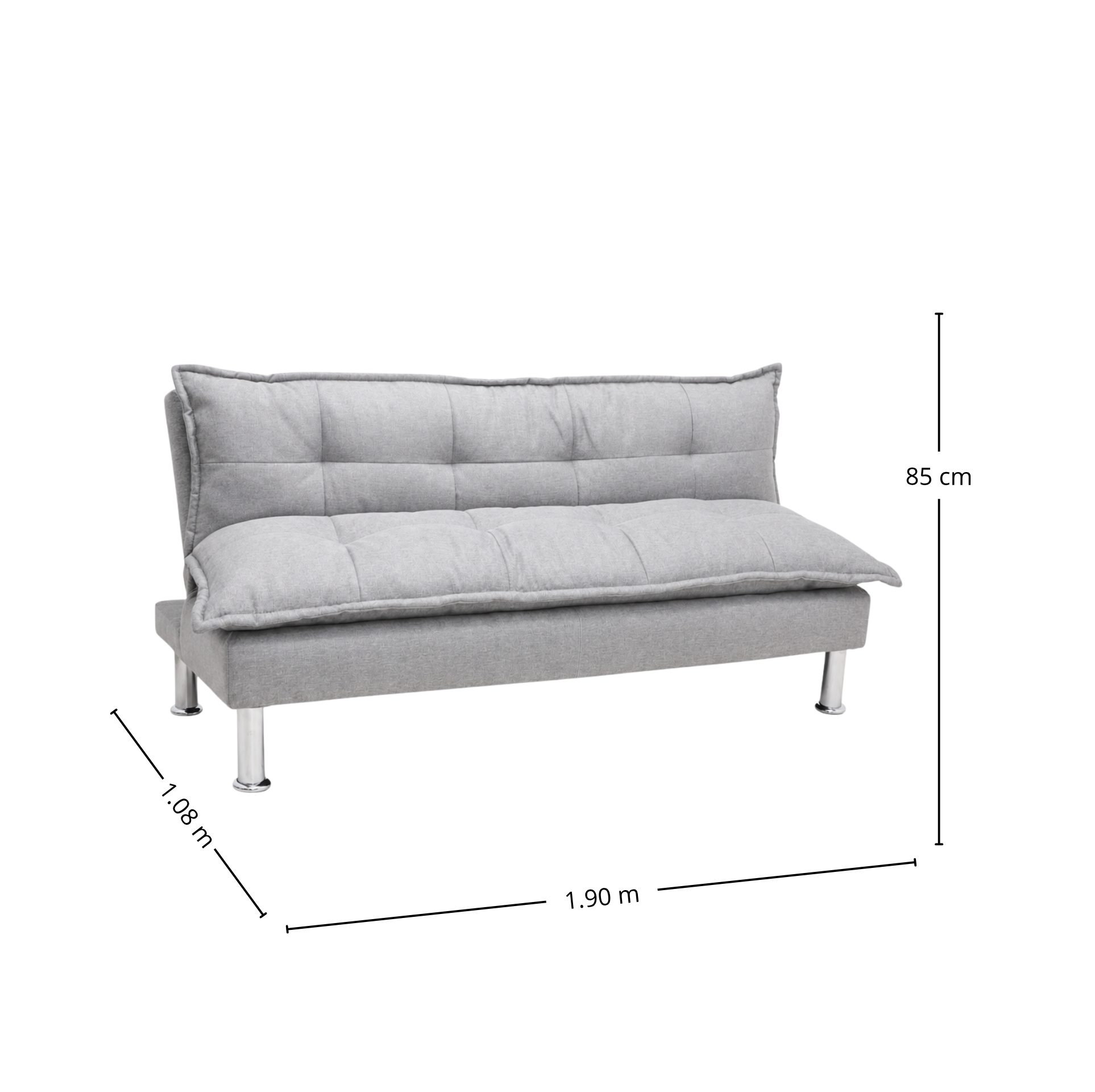 Sofá Cama Confi gris con base cromada