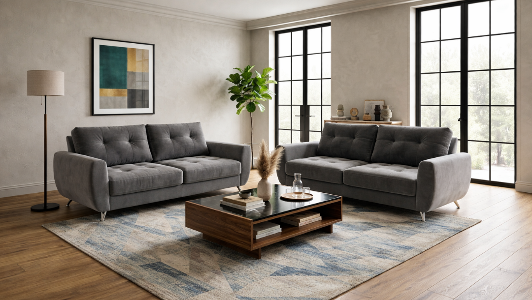 Sala Kenia Sofá y Love Seat Gris