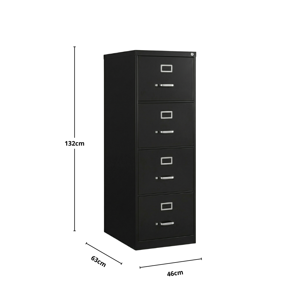 Archivero Metálico 4 gavetas Oficio Negro