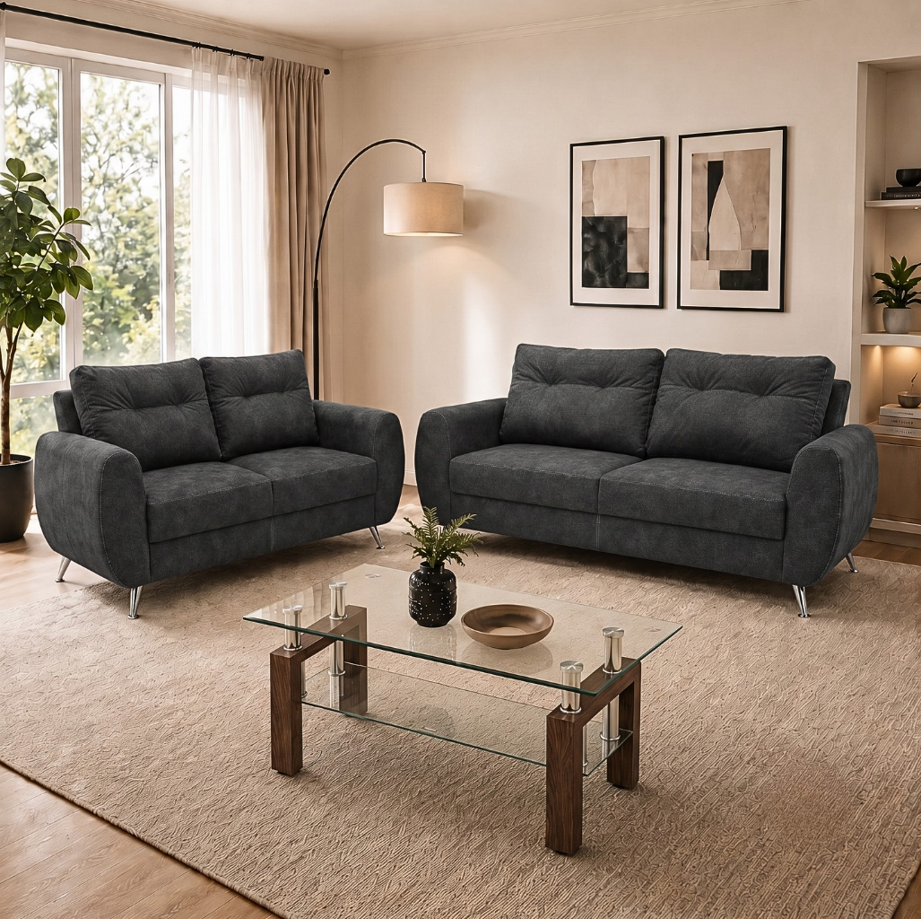 Sala Kenia Sofá y Love Seat Gris