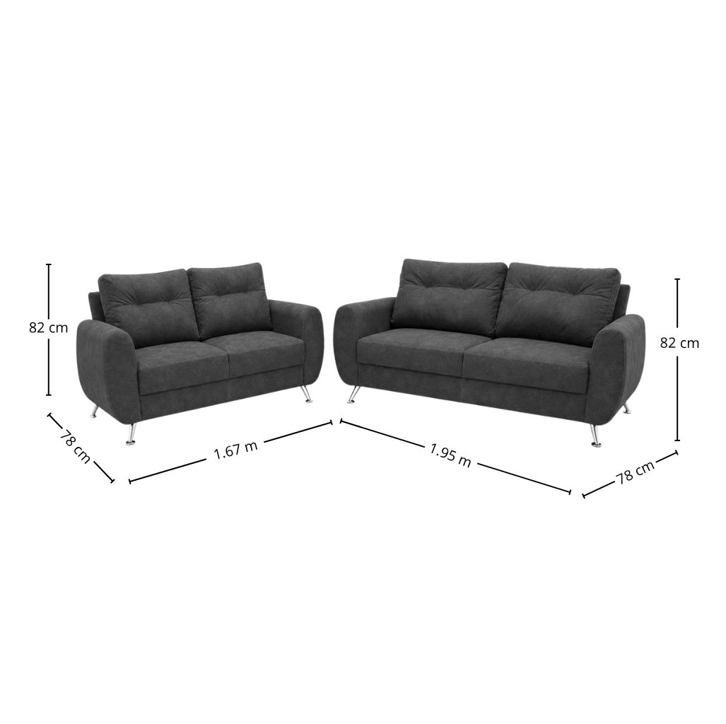 Sala Kenia Sofá y Love Seat Gris