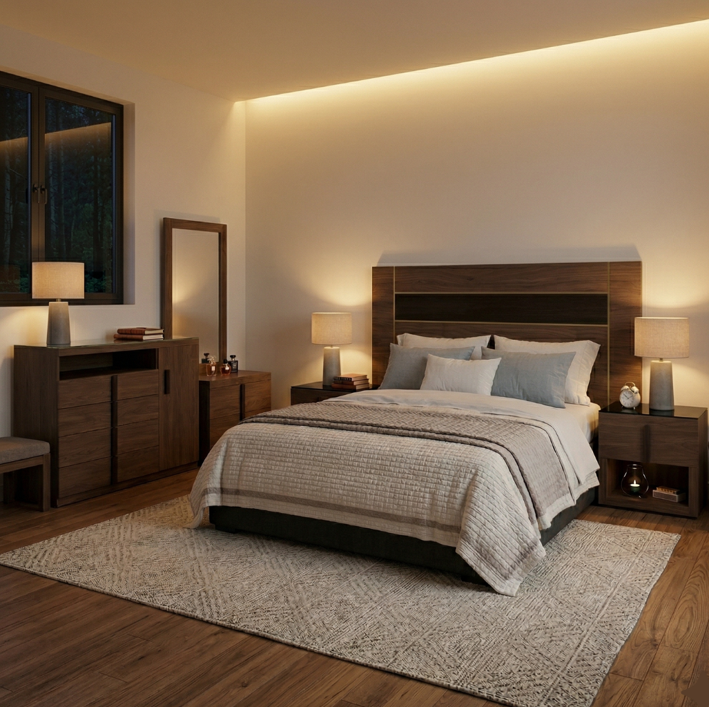 Cabecera Katara en acabado Nogal Café