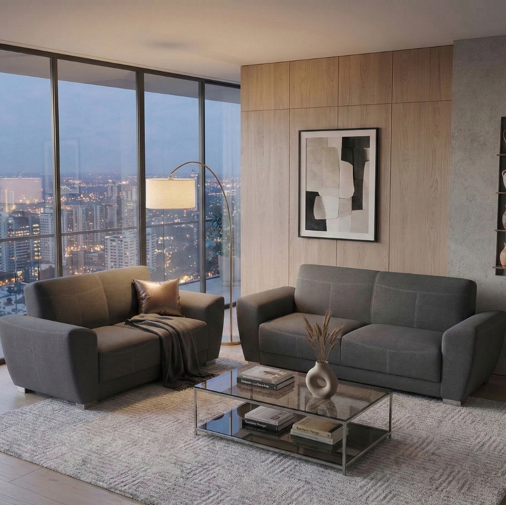 Sala Lugano Sofá y Love Seat Gris