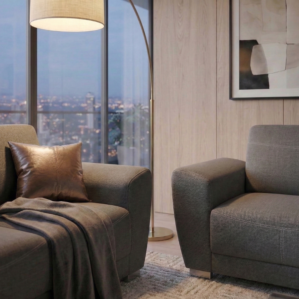 Sala Lugano Sofá y Love Seat Gris