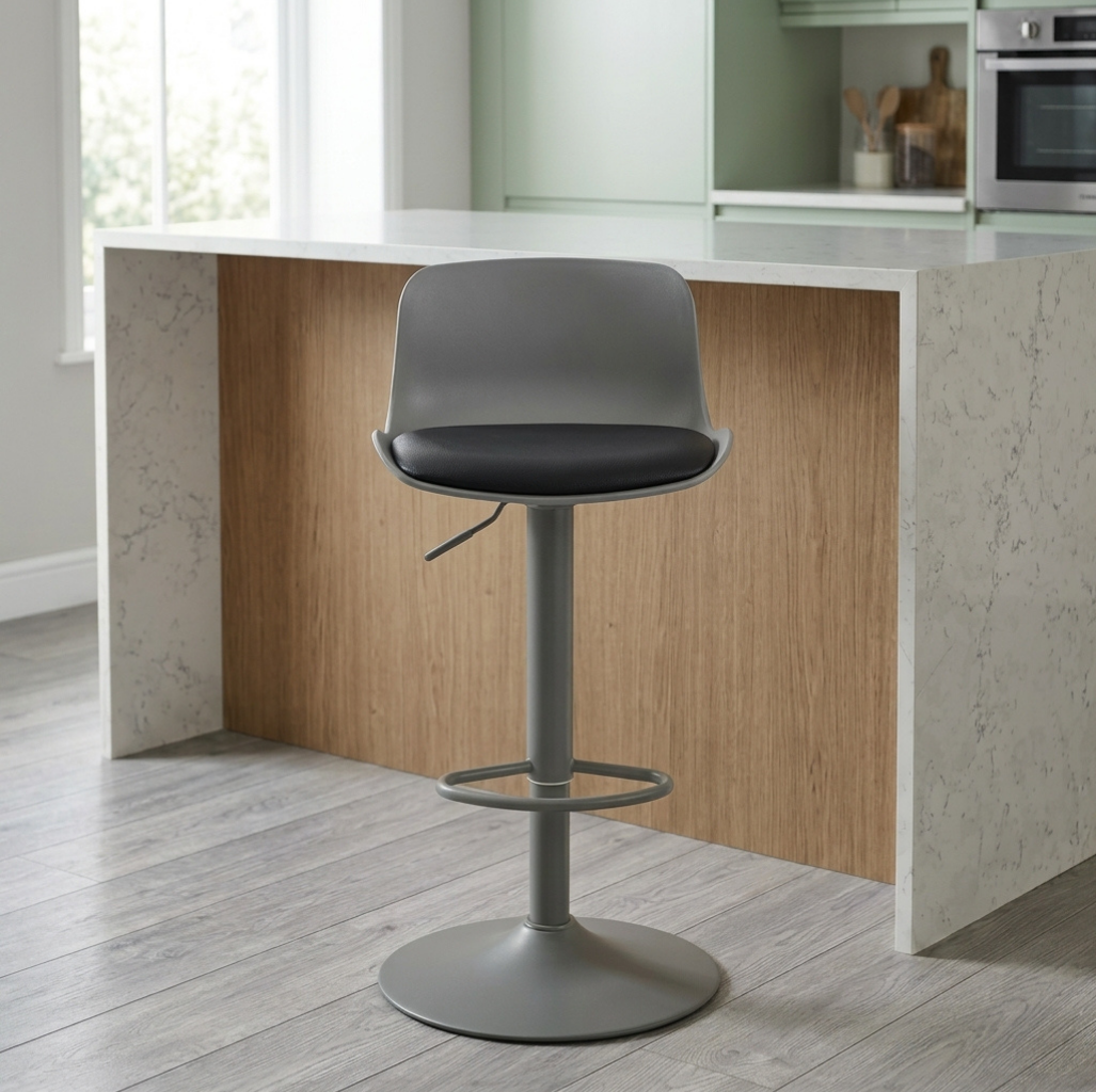 Banco Rick Gris con asiento Negro