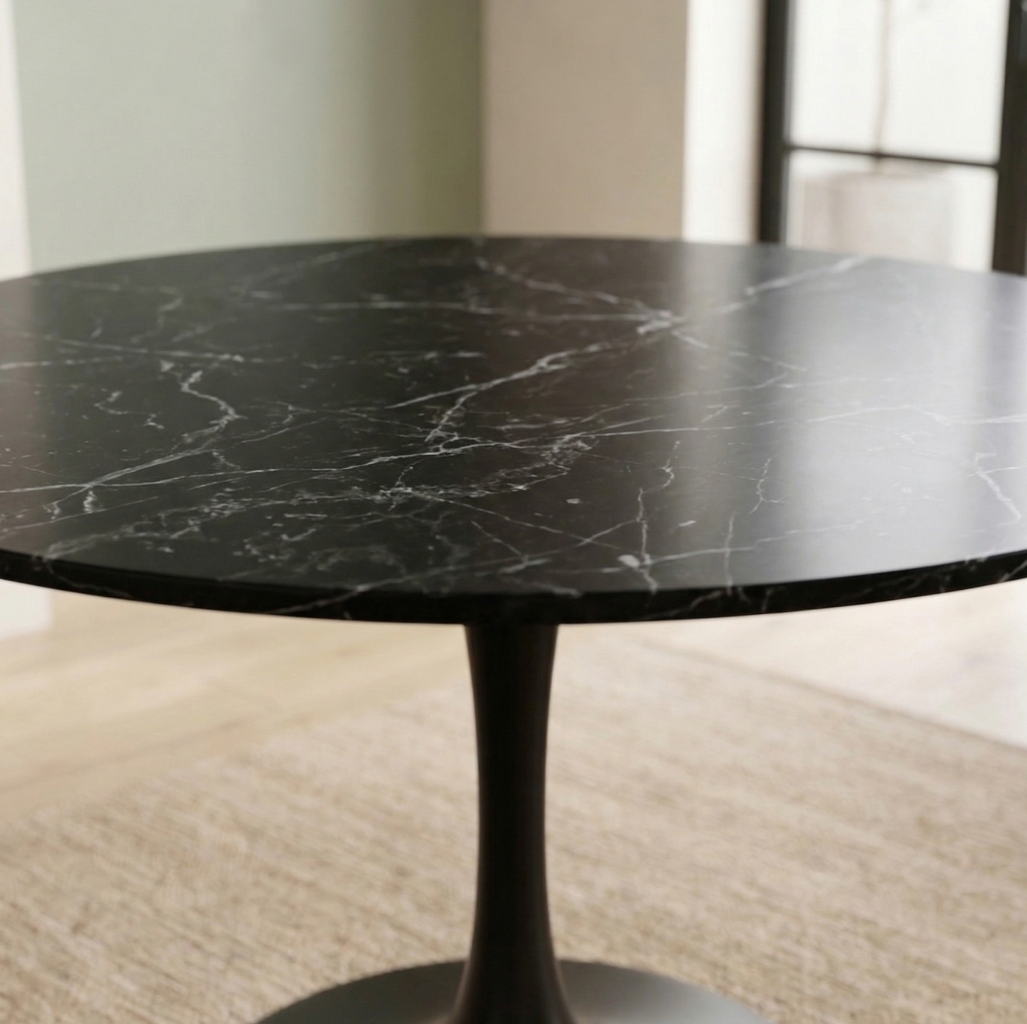 Mesa Redonda Armani 80D – Piedra Sinterizada y Base Metálica Premium